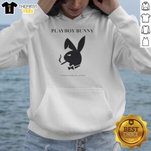 Premium Playboy Smoker Rabbit Bowtie hoodie designed by Charli Alex and Finn, showcasing unique style and creativity.