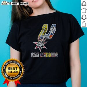 Nice San Antonio Spurs Logos With Sports Team Ladies Shirt featuring team logos and vibrant colors