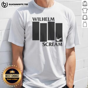 Top Wilhelm Scream Black Flag Shirt featuring bold black flag graphic on a comfortable black cotton shirt