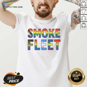 Premium Smoke Fleet Happy Pride Month v neck optimized garment showcasing vibrant colors for Pride Month.