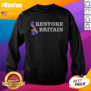Funny Restore Britain Union Jack England Scotland Wales sweatshirt for casual wear.