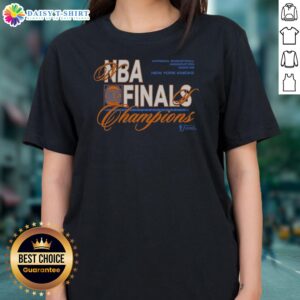 Pretty New York Knicks 2025 2026 NBA Finals Champions National Basketball Association Ladies Shirt in white, front view