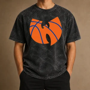 Awesome Wu Tang Clan X New York Knicks Logo washed t shirt in vintage style with faded print