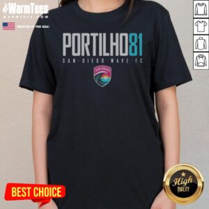 Nice San Diego Wave FC Portilho 81 ladies tee showcasing team spirit and style