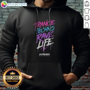 Funny Trance Techno Rave Life Outburst Records Hoodie featuring vibrant graphics and a comfortable fit.