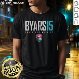 Nice San Diego Wave FC Byars 15 San Diego Wave FC National Women Soccer League Shirt displayed on a hanger