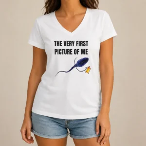 Good The Very First Picture Of Me Sperm With Beer Mug V-Neck Shirt