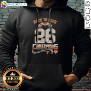 Good Texas Longhorns 2025 2026 Back To Back National Champions NCAA Softball Hoodie displayed on a hanger