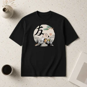 Official Peanuts Charlie Brown Friends Japan Mens t shirt featuring classic Peanuts characters on a comfortable cotton fabric