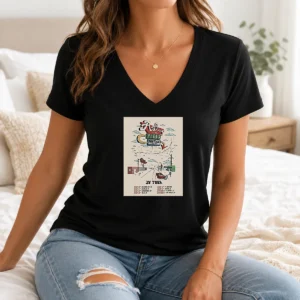 Pretty Asleep At The Wheel Route 66 Centennial 2026 Shows V Neck Shirt in dark color with graphic print