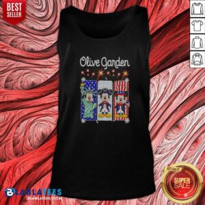 Official Olive Garden Mickey Mouse As Statue Of Liberty And Uncle Sam USA tank top optimized with patriotic graphic design