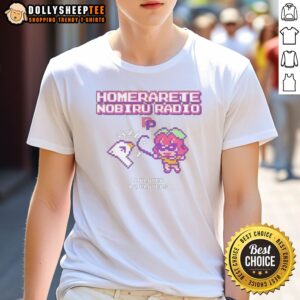 Original Homerarete Nobiru Radio Shirt displayed on a neutral background, showcasing its unique design.