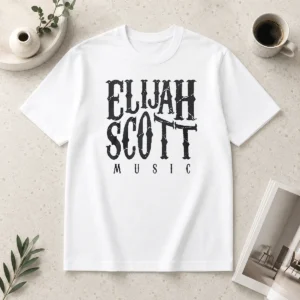 Original Elijah Scott Music t shirt in black, crew neck short sleeve cotton tee