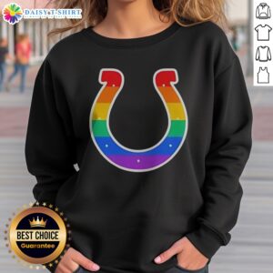 Top Indianapolis Colts Rainbow Horseshoe LGBTQ Pride Logo Football League Team Sweatshirt featuring vibrant colors.