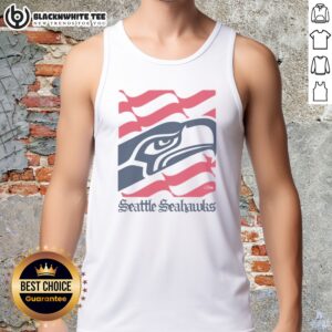 Pretty Seattle Seahawks American Heritage Wordmark Tank Top featuring vibrant team colors and logo.