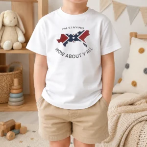 Pretty I'M Staying How About Y'All Confederate Flag Kids T-Shirt