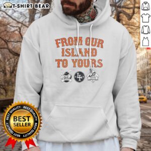 Awesome Los Angeles Dodgers From Our Island To Yours Hoodie displayed in a cozy setting
