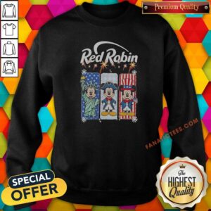 Funny Red Robin Mickey Mouse Statue Of Liberty USA Patriot sweatshirt optimized image showing front design on a cozy crewneck