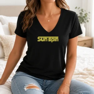 Funny Sun Spin Retro 70s V-Neck Shirt