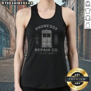 Phonebox Repair Co Gallifrey Trained Tank Top in white featuring bold graphic print on a sleeveless casual garment