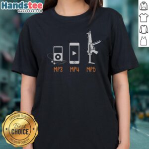 Original MP3 MP4 MP5 Ladies Shirt showcasing a vibrant design for music lovers