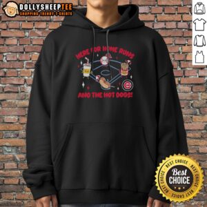 Awesome Here For Home Runs And The Hot Dogs Chicago Cubs MLB Mascot Cartoon Food Hoodie featuring vibrant colors and playful design.
