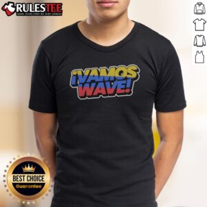 Top Colombia Vamos Wave Shirt displayed on a white background, showcasing its vibrant colors and unique design.