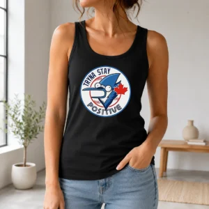 Pretty Tryna Stay Positive Mordecai Regular Show Blue Jays Baseball Logo Parody Tank Top