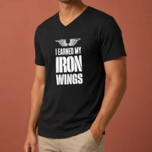 Funny I Earned My Iron Wings Aviation Pilot V-Neck Shirt