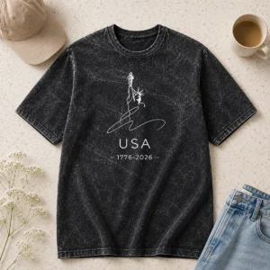 Awesome Statue Of Liberty USA 1776 2026 Patriotic 4th Of July design on a soft washed t shirt