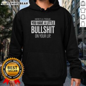 Official Bullshit On Your Lip Hoodie in black, featuring bold text design for a trendy streetwear look.