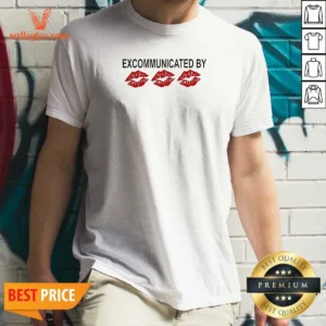 Top Excommunicated By Lips shirt optimized showing a fitted short sleeve crew neck design in black