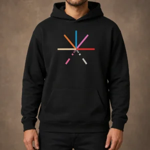 Premium Abstract Geometric Color Burst Minimalist Pattern Composition Hoodie