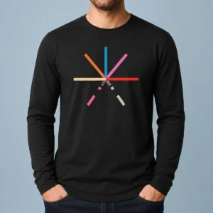 Premium Abstract Geometric Color Burst Minimalist Pattern Composition Long Sleeve Shirt