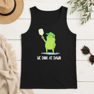 Pretty We Dink At Dawn Pickle Ball Frog Tank Top