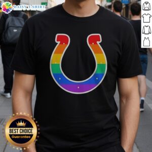 Top Indianapolis Colts Rainbow Horseshoe LGBTQ Pride Logo Football League Team Shirt featuring vibrant colors.
