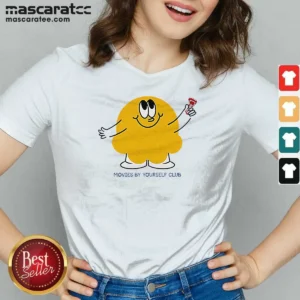 Good Movies By Yourself Club Yellow Blob Character Holding A Red Candy Art V-Neck Shirt