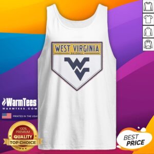 Top West Virginia Baseball Mountaineers Home Plate Logo tank top featuring a bold team graphic.