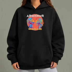 Pretty Together As One Electronic Music Hoodie in black with front graphic print and adjustable drawstring hood
