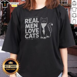 Nice Real Men Love Cats Ladies Shirt showcasing a playful cat-themed design for women.