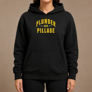 Official Plunder And Pillage Pittsburg PA Logo Hoodie in black with front graphic print