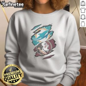 Pretty Miami Dolphins Florida State Seminoles NFL NCAA Ripped Effect sweatshirt featuring a unique ripped design.