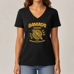 Original Samads Spark Plugs Every Rally Starts With A Spark V-Neck Shirt