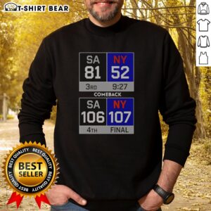 Pretty New York Knick Comeback Sweatshirt in navy blue with bold Knicks logo on front