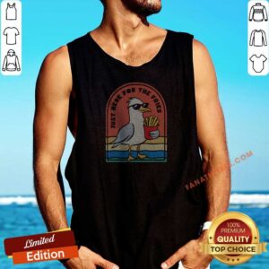 Hot Funny Seagull Wearing Sunglasses Just Here For The Fries Beach Retro Vintage Tank Top