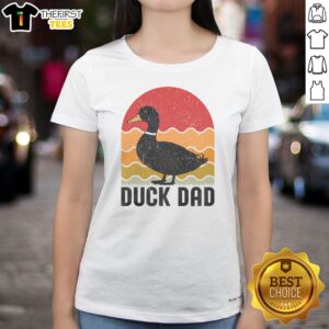 Pretty Duck Dad Ladies Shirt featuring a whimsical duck design on a soft fabric