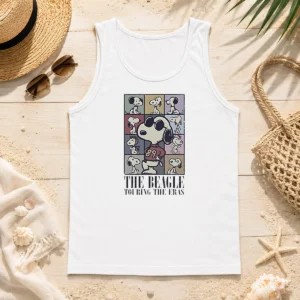 Hot Snoopy Peanuts The Beagle Touring The Eras Cartoon Tank Top