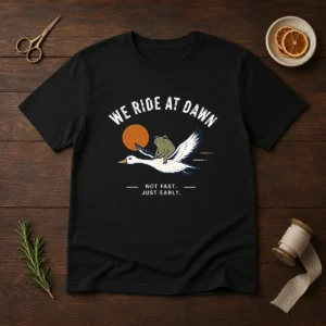 Awesome We Ride At Dawn Not Fast Just Early Duck Frog