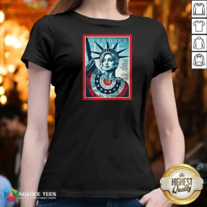 Original Our America Time Magazine July 6 2026 V Neck Shirt v neck optimized showing front print and fitted cut