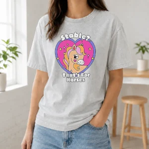 Pretty Stable Thats For Horses Horse Pun Funny Animal Washed T Shirt in soft cotton with vintage wash effect